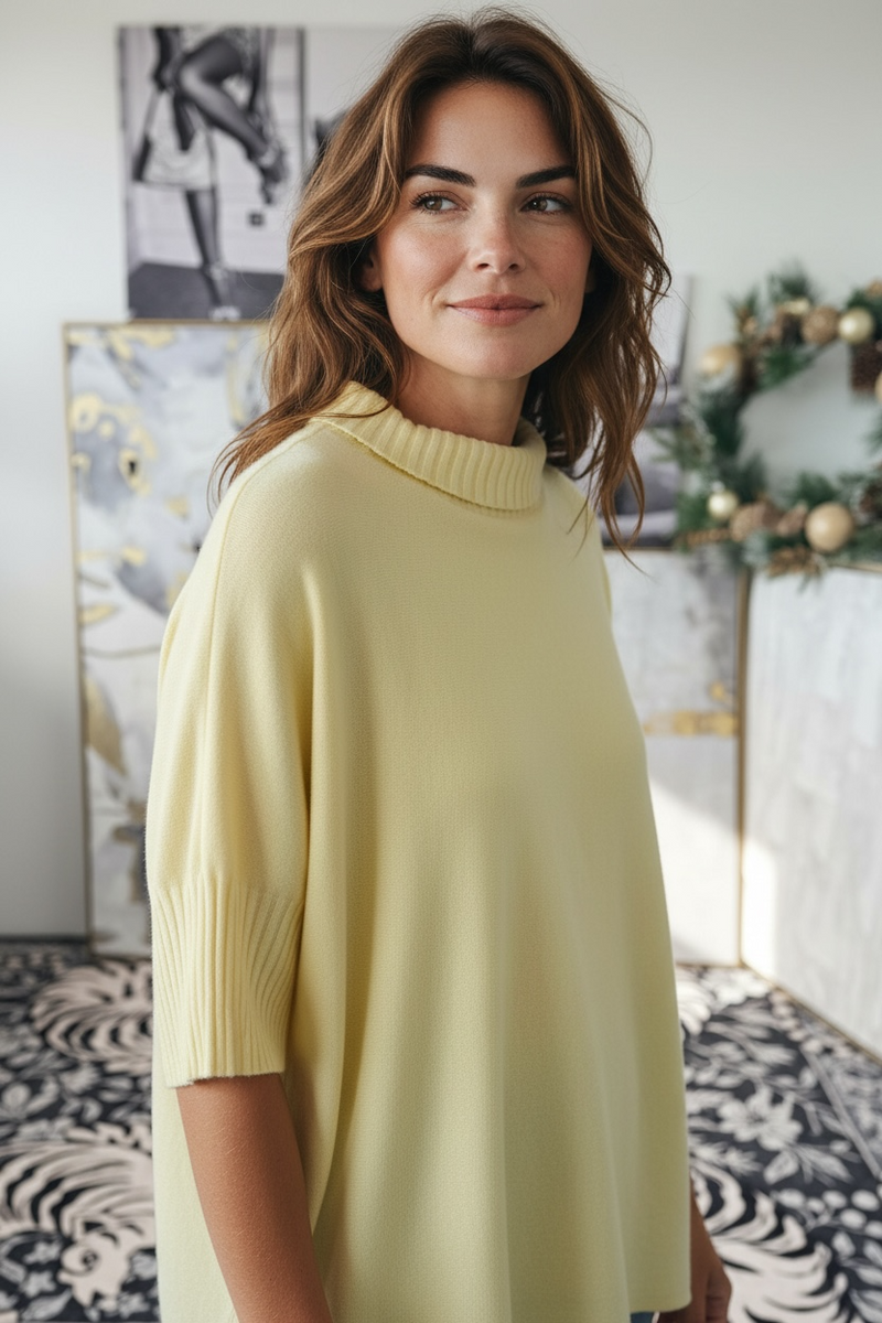 Break Free Italian Sweater Top -Lt. Yellow-140 Sweaters-Italianissimo- J.D. PRONTO MODA-Coastal Bloom Boutique, find the trendiest versions of the popular styles and looks Located in Indialantic, FL
