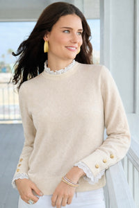 Jet Set Lace Cuff Knit - Oatmeal