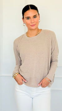 Brushed Melange Sweater - Ash Mocha-140 Sweaters-Zenana-Coastal Bloom Boutique, find the trendiest versions of the popular styles and looks Located in Indialantic, FL