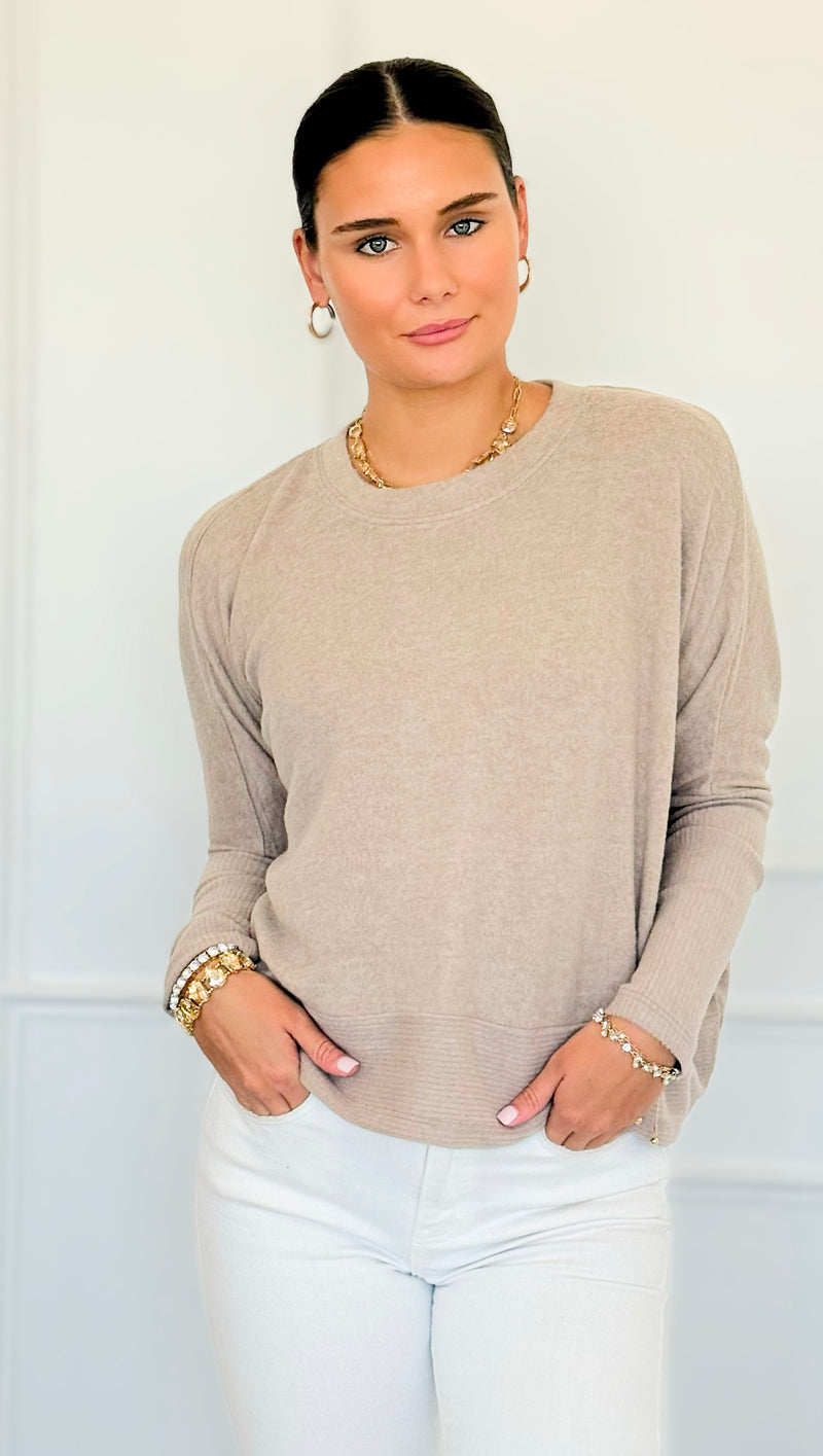 Brushed Melange Sweater - Ash Mocha-140 Sweaters-Zenana-Coastal Bloom Boutique, find the trendiest versions of the popular styles and looks Located in Indialantic, FL