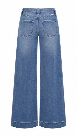 Wide Leg Cuffed Jeans