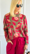 Blooming Elegance Knit Sweater - Olive-140 Sweaters-JODIFL-Coastal Bloom Boutique, find the trendiest versions of the popular styles and looks Located in Indialantic, FL