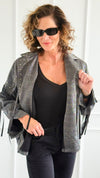 Aurora Luxe Fringe Italian Jacket-160 Jackets-TATTOO Z-Coastal Bloom Boutique, find the trendiest versions of the popular styles and looks Located in Indialantic, FL