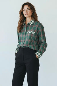 Winter Tales Button Down Top - Hunter Green-130 Long Sleeve Tops-JODIFL-Coastal Bloom Boutique, find the trendiest versions of the popular styles and looks Located in Indialantic, FL