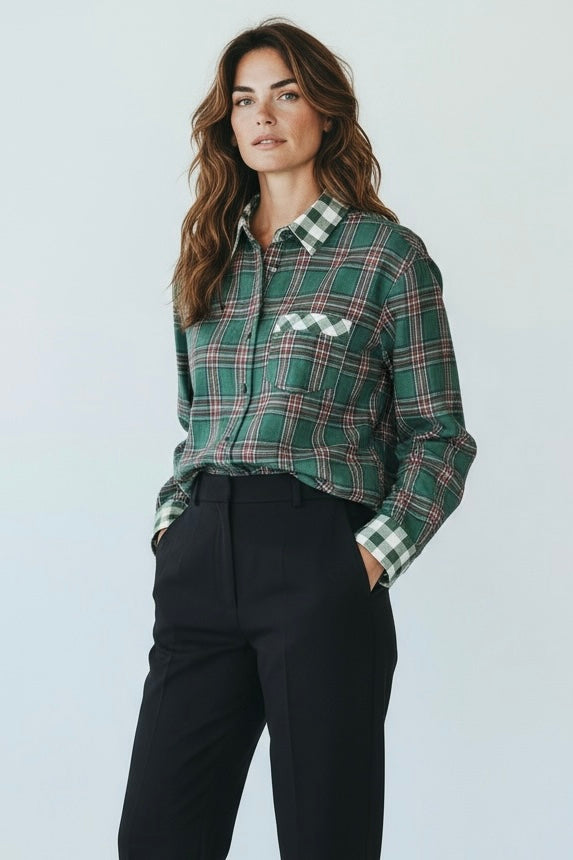 Winter Tales Button Down Top - Hunter Green-130 Long Sleeve Tops-JODIFL-Coastal Bloom Boutique, find the trendiest versions of the popular styles and looks Located in Indialantic, FL