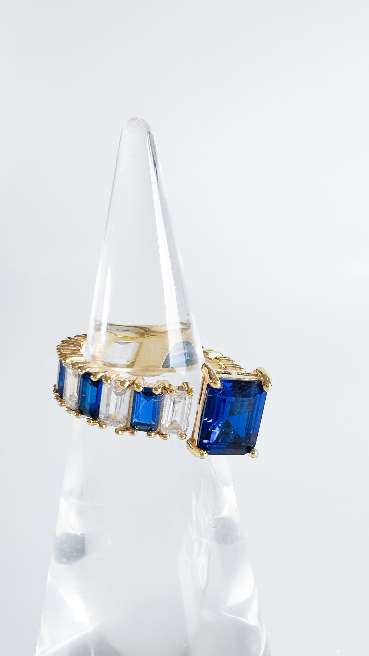 Sterling Silver Sapphire Baguette Adjustable Ring-230 Jewelry-NEWNYC2-Coastal Bloom Boutique, find the trendiest versions of the popular styles and looks Located in Indialantic, FL