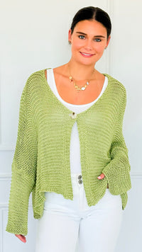 Coastal Breeze Knit Italian Cardigan - Pistachio-150 Cardigans/Layers-Italianissimo/TOSCANA-Coastal Bloom Boutique, find the trendiest versions of the popular styles and looks Located in Indialantic, FL