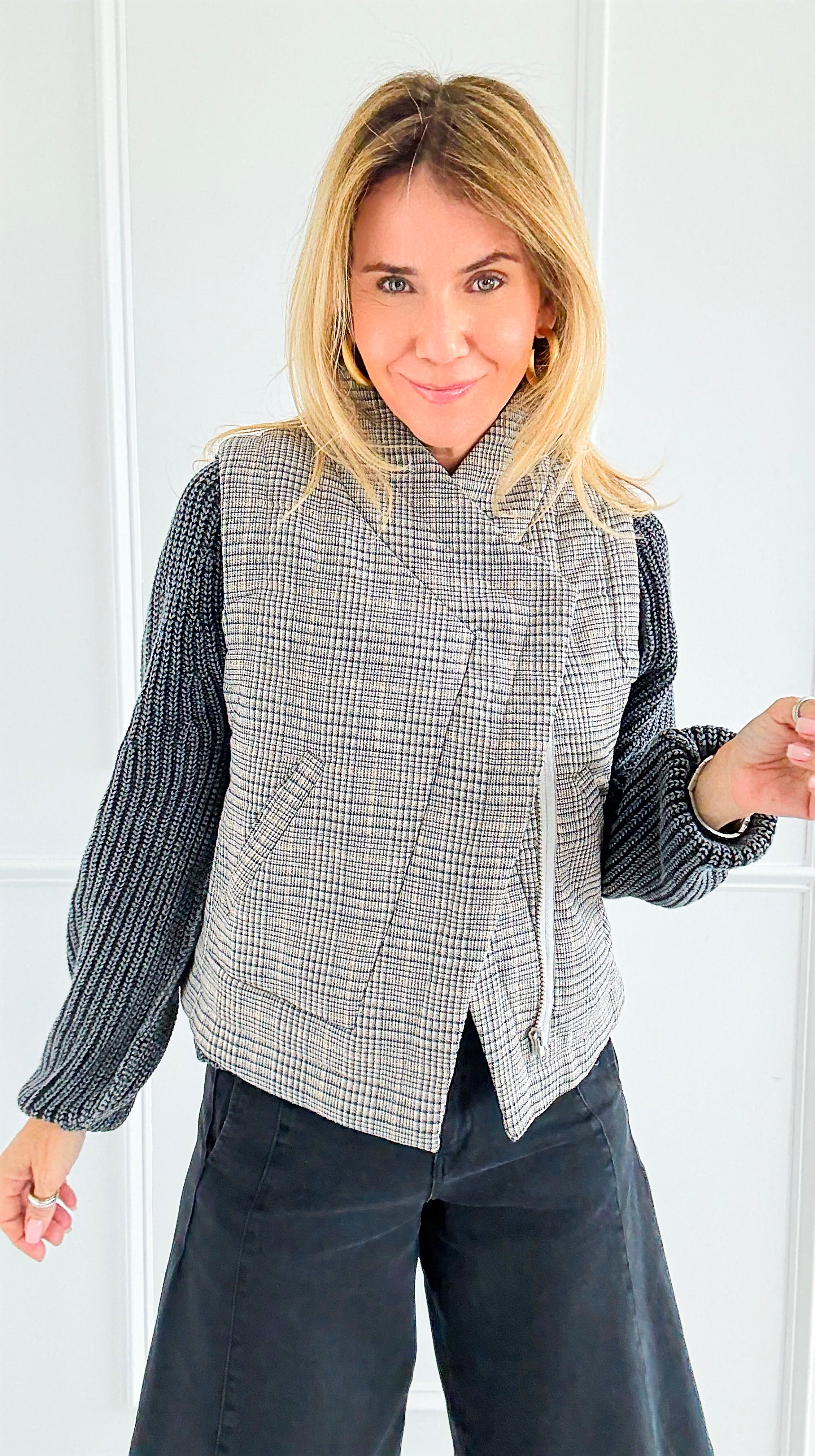 Checked In Quilted Vest-160 Jackets-mystree-Coastal Bloom Boutique, find the trendiest versions of the popular styles and looks Located in Indialantic, FL