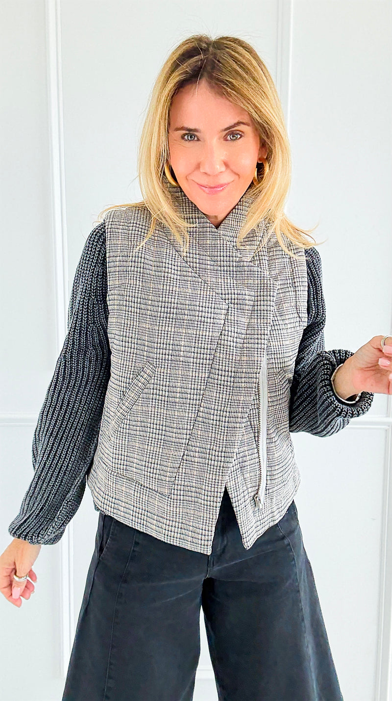 Checked In Quilted Vest-160 Jackets-mystree-Coastal Bloom Boutique, find the trendiest versions of the popular styles and looks Located in Indialantic, FL