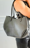 Pyramid Italian Tote- Grey-240 Bags-DEDA LEATHER-Coastal Bloom Boutique, find the trendiest versions of the popular styles and looks Located in Indialantic, FL