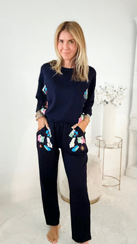 Pop of Color Navy Scuba Pants-170 Bottoms-Joh Apparel-Coastal Bloom Boutique, find the trendiest versions of the popular styles and looks Located in Indialantic, FL