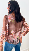 Roses Italian Silk Top-130 Long Sleeve Tops-Tempo-Coastal Bloom Boutique, find the trendiest versions of the popular styles and looks Located in Indialantic, FL