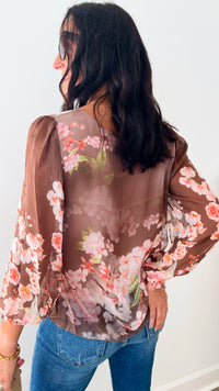 Roses Italian Silk Top-130 Long Sleeve Tops-Tempo-Coastal Bloom Boutique, find the trendiest versions of the popular styles and looks Located in Indialantic, FL