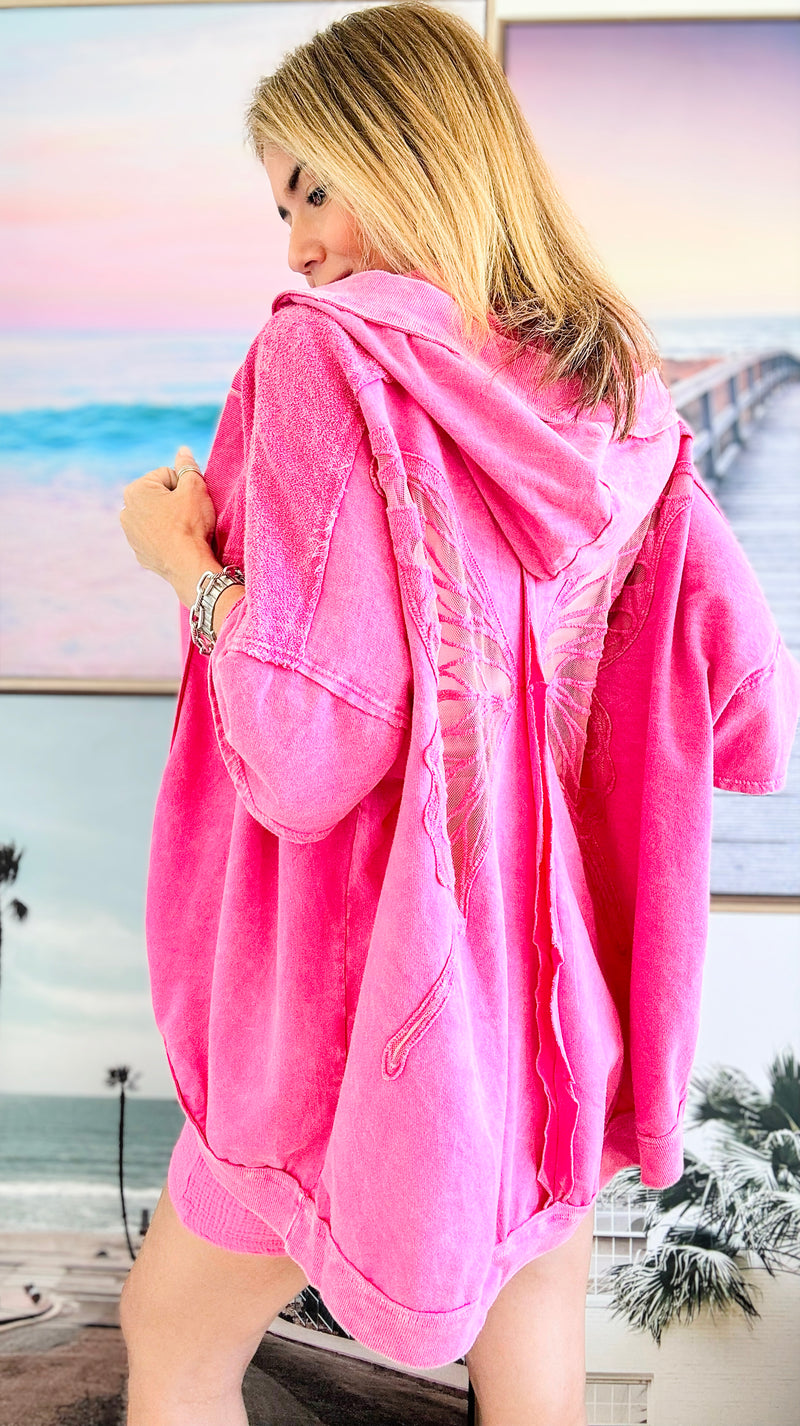 Mineral Wash Wings Hoodie Shaket - Pink-160 Jackets-j.her-Coastal Bloom Boutique, find the trendiest versions of the popular styles and looks Located in Indialantic, FL
