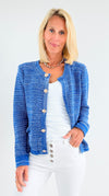Chic Button-Up Knit Cardigan - Blue-150 Cardigans/Layers-JODIFL-Coastal Bloom Boutique, find the trendiest versions of the popular styles and looks Located in Indialantic, FL