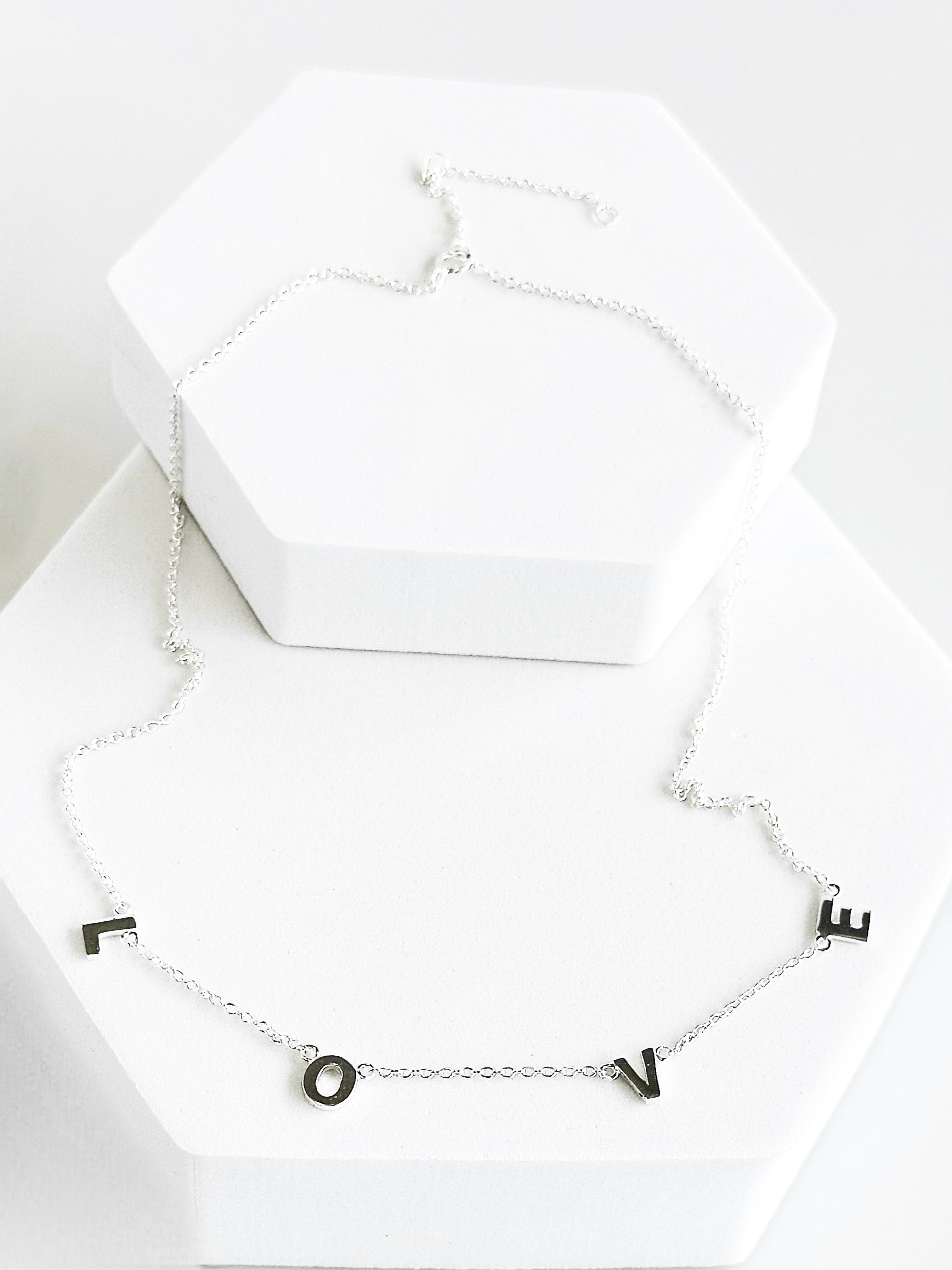 Sterling Silver LOVE Letter Station Necklace-230 Jewelry-NYC-Coastal Bloom Boutique, find the trendiest versions of the popular styles and looks Located in Indialantic, FL