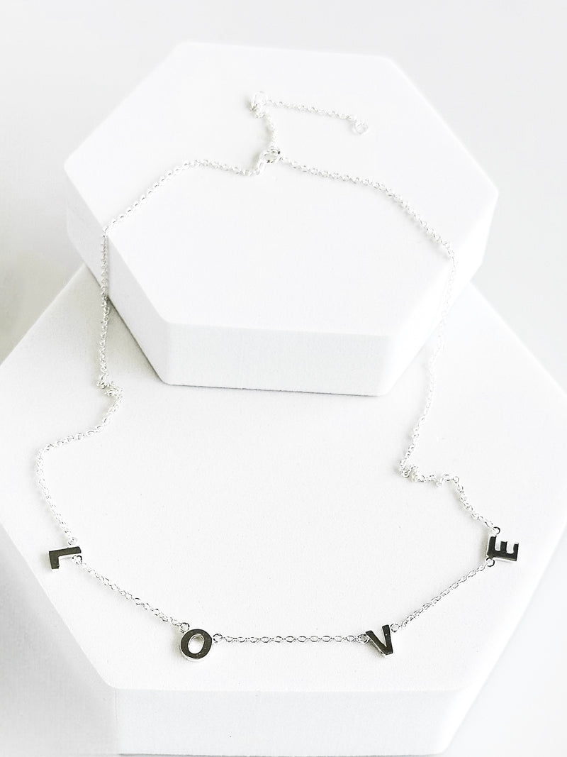 Sterling Silver LOVE Letter Station Necklace-230 Jewelry-NYC-Coastal Bloom Boutique, find the trendiest versions of the popular styles and looks Located in Indialantic, FL