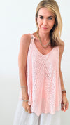 Delicate Daisy Italian Tank - Light Pink-00 Sleevless Tops-Italianissimo-Coastal Bloom Boutique, find the trendiest versions of the popular styles and looks Located in Indialantic, FL