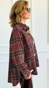Plaid Petals Corduroy Italian Blouse-110 Long Sleeve Tops-TATTOO Z-Coastal Bloom Boutique, find the trendiest versions of the popular styles and looks Located in Indialantic, FL