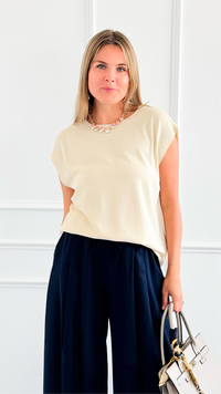 Relaxed Italian Vest- Ivory-100 Sleeveless Tops-PROFITER-Coastal Bloom Boutique, find the trendiest versions of the popular styles and looks Located in Indialantic, FL