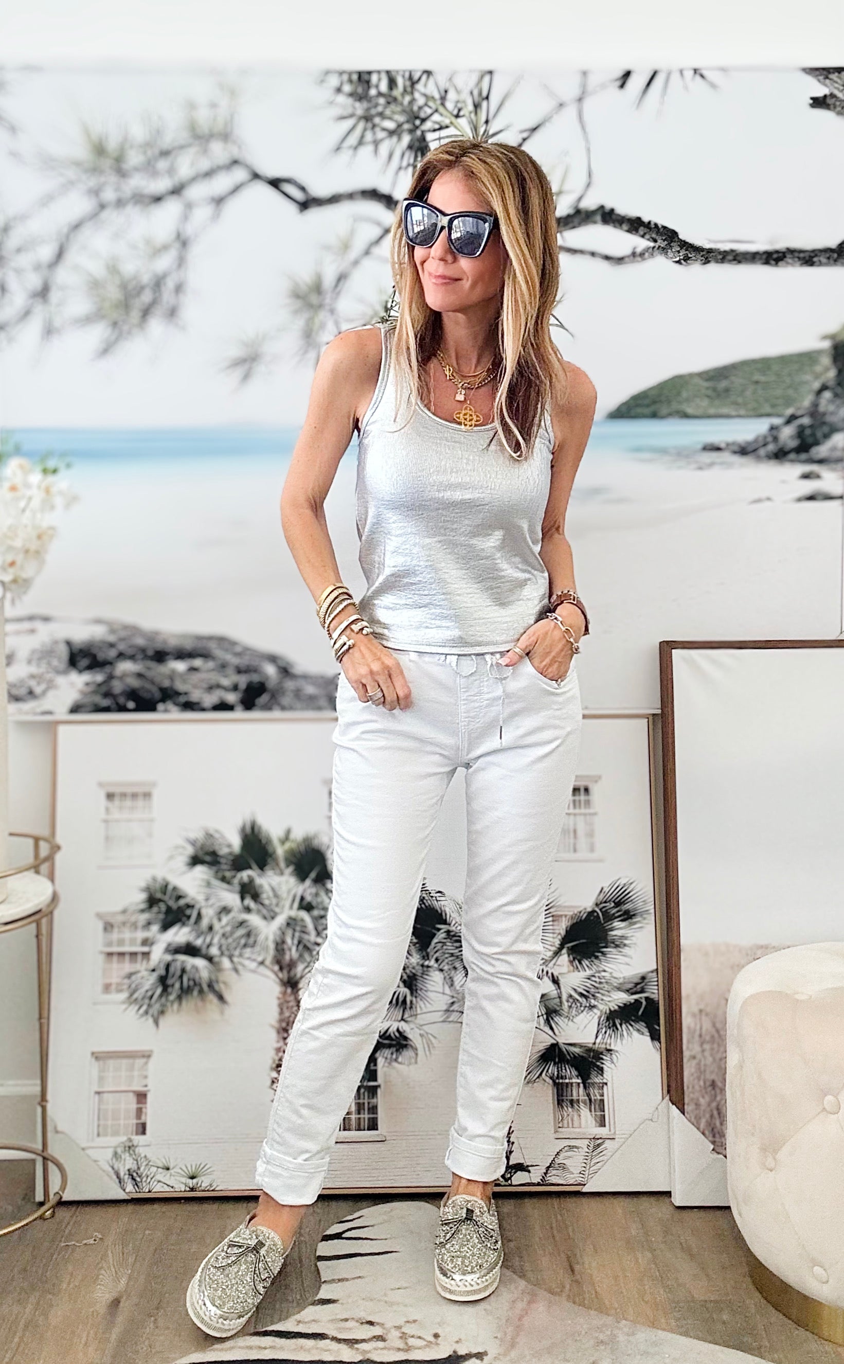 Pure Ease Drawstring Pant - White-180 Joggers-Germany-Coastal Bloom Boutique, find the trendiest versions of the popular styles and looks Located in Indialantic, FL