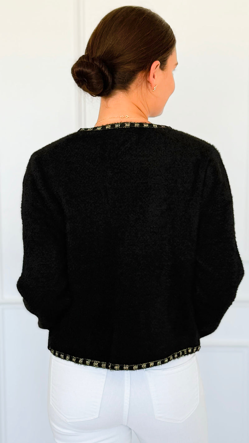 Che'rie Italian Cardigan-Black-150 Cardigans/Layers-Italianissimo-Coastal Bloom Boutique, find the trendiest versions of the popular styles and looks Located in Indialantic, FL