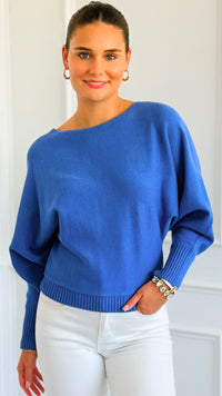 Sunday Muse Dolman Knit Sweater - Cobalt Blue-140 Sweaters-she + sky-Coastal Bloom Boutique, find the trendiest versions of the popular styles and looks Located in Indialantic, FL