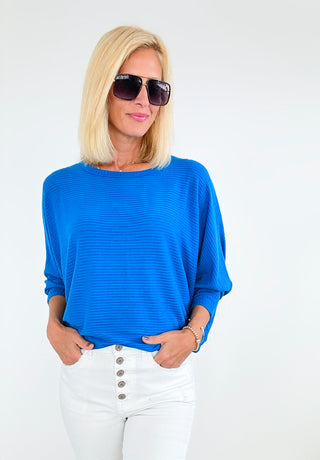 Everyday Essentials Ribbed Tee - Blue-130 Long Sleeve Tops-Zenana-Coastal Bloom Boutique, find the trendiest versions of the popular styles and looks Located in Indialantic, FL