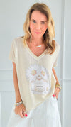Perfume FlowerShimmer V-Neck Italian Top-110 short Sleeve Top-Italianissimo-Coastal Bloom Boutique, find the trendiest versions of the popular styles and looks Located in Indialantic, FL