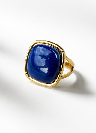 Matera Handcrafted Plain Square Ring - Dark Sapphire