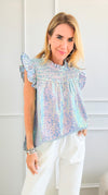 Sequin All-Over Smocked Gingham Top-100 Sleeveless Tops-BIBI-Coastal Bloom Boutique, find the trendiest versions of the popular styles and looks Located in Indialantic, FL