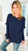 Plush Edit Italian Cardigan- Navy
