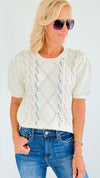 Multi Cable Stitch Knit Top-140 Sweaters-Anniewear-Coastal Bloom Boutique, find the trendiest versions of the popular styles and looks Located in Indialantic, FL