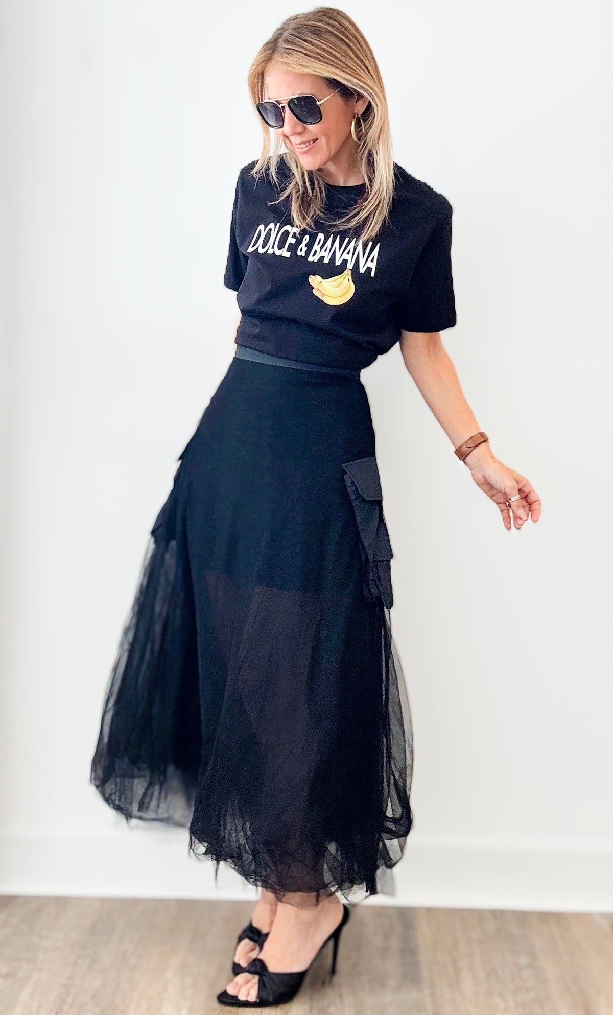 Cargo Tulle Skirt - Black-170 Bottoms-rivir-Coastal Bloom Boutique, find the trendiest versions of the popular styles and looks Located in Indialantic, FL