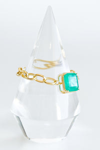 Chunky Crystal Square Magnetic Bracelet - Emerald-230 Jewelry-AF Designs-Coastal Bloom Boutique, find the trendiest versions of the popular styles and looks Located in Indialantic, FL