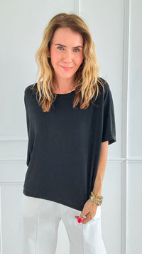 Easy Days Italian Top- Black-110 short Sleeve Top-Italianissimo-Coastal Bloom Boutique, find the trendiest versions of the popular styles and looks Located in Indialantic, FL