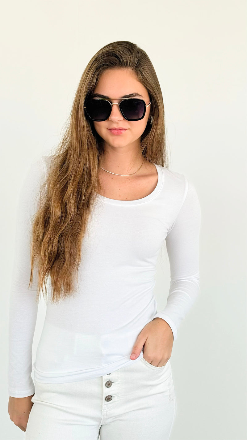 Everyday Essential Long Sleeve - White-130 Long sleeve top-Active Basic-Coastal Bloom Boutique, find the trendiest versions of the popular styles and looks Located in Indialantic, FL