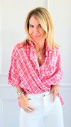 Casual Plaid Button-Down-110 Short Sleeve Tops-entro-Coastal Bloom Boutique, find the trendiest versions of the popular styles and looks Located in Indialantic, FL