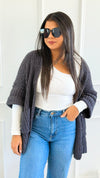 Cuff & Comfort Chenille Cardigan-Ink Charcoal-150 Cardigans/Layers-POL-Coastal Bloom Boutique, find the trendiest versions of the popular styles and looks Located in Indialantic, FL