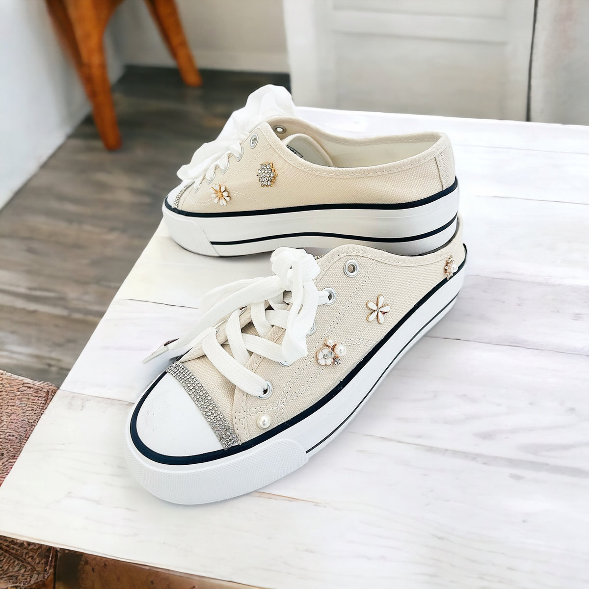 CB Mule Shiny Thing Sneakers - Vanilla-250 Shoes-Holly-Coastal Bloom Boutique, find the trendiest versions of the popular styles and looks Located in Indialantic, FL