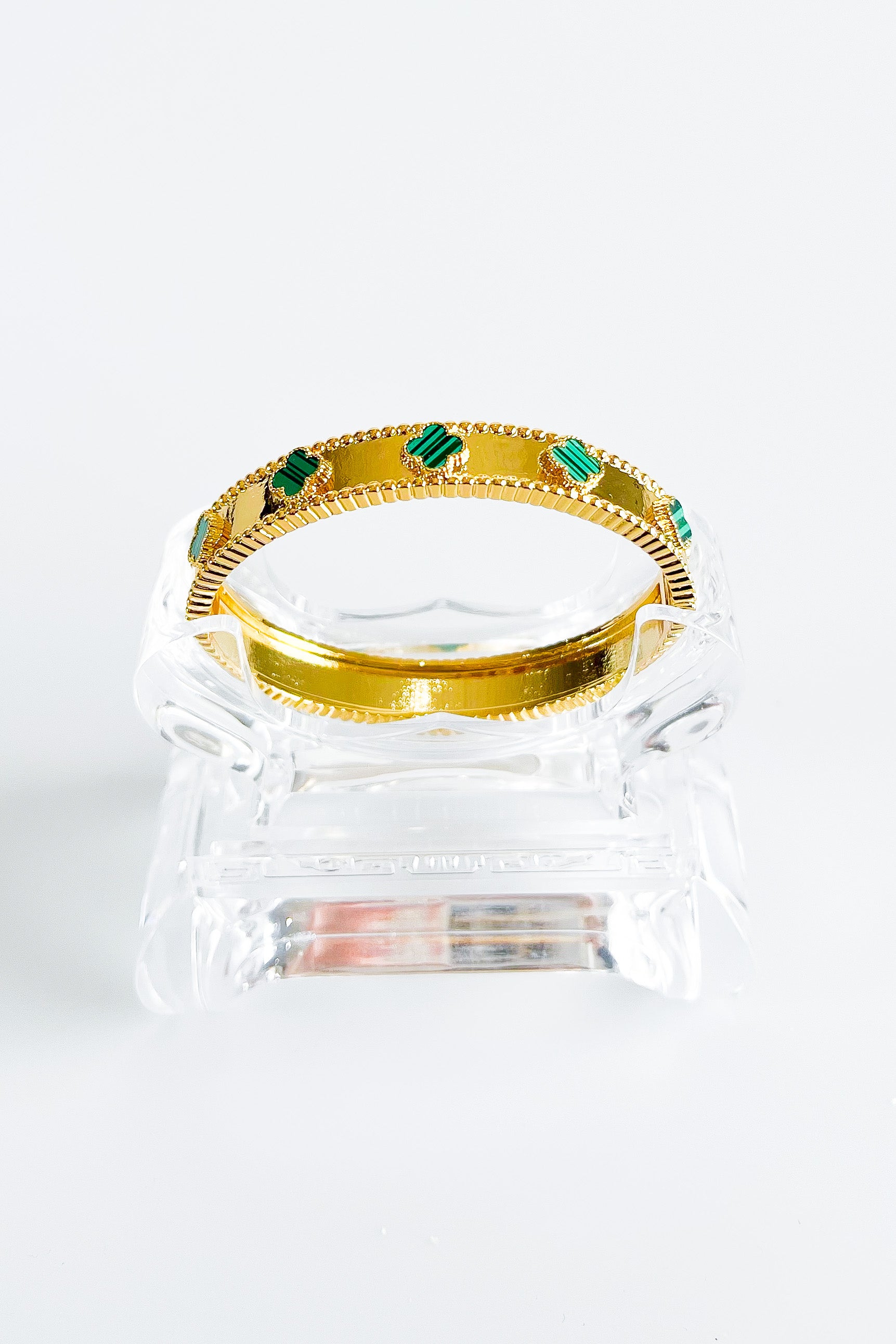 Clover Station Bangle Bracelet - Green-230 Jewelry-NYC-Coastal Bloom Boutique, find the trendiest versions of the popular styles and looks Located in Indialantic, FL