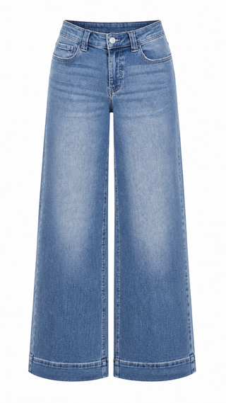 Wide Leg Cuffed Jeans
