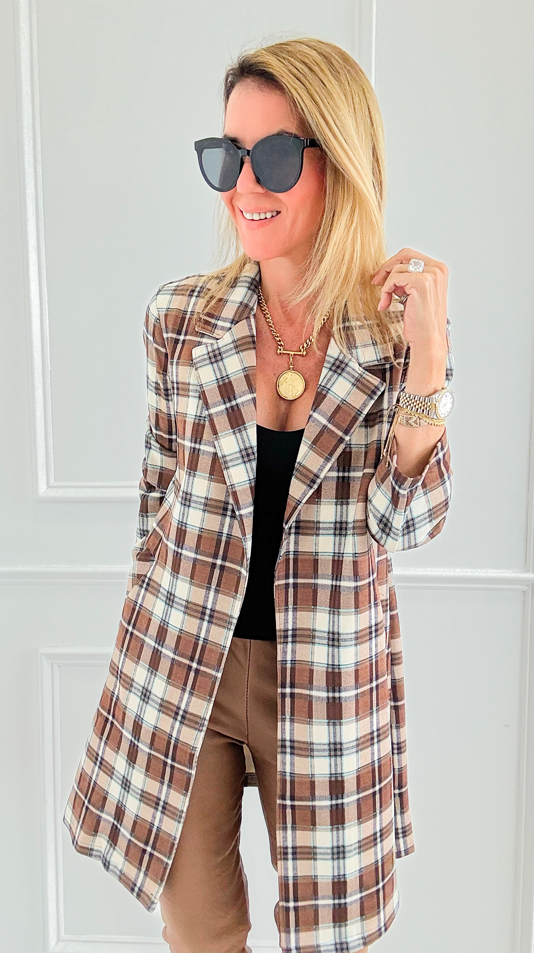 Aspen Drive Plaid Suede Blazer-160 Jackets-Must Have-Coastal Bloom Boutique, find the trendiest versions of the popular styles and looks Located in Indialantic, FL