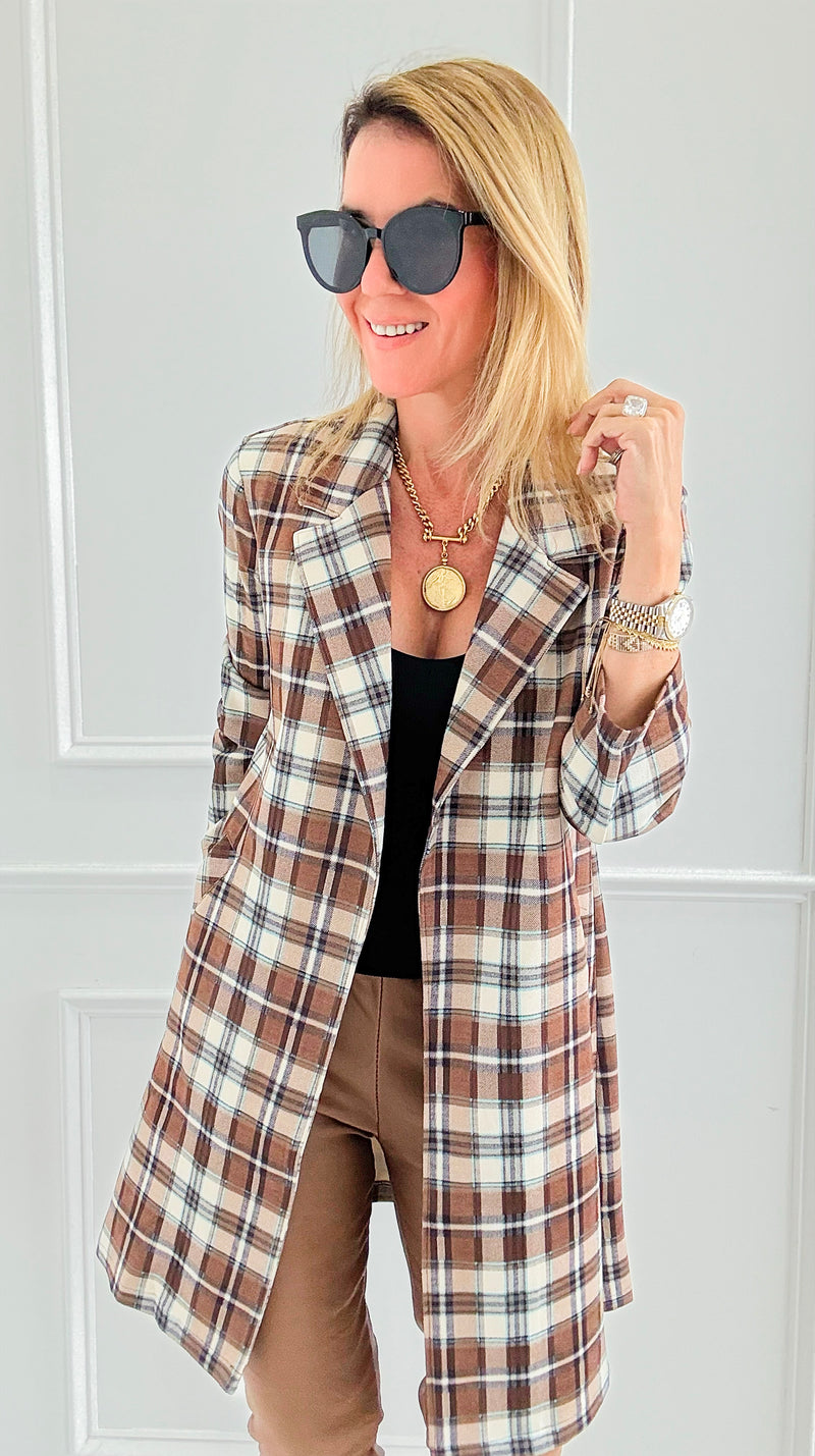 Aspen Drive Plaid Suede Blazer-160 Jackets-Must Have-Coastal Bloom Boutique, find the trendiest versions of the popular styles and looks Located in Indialantic, FL