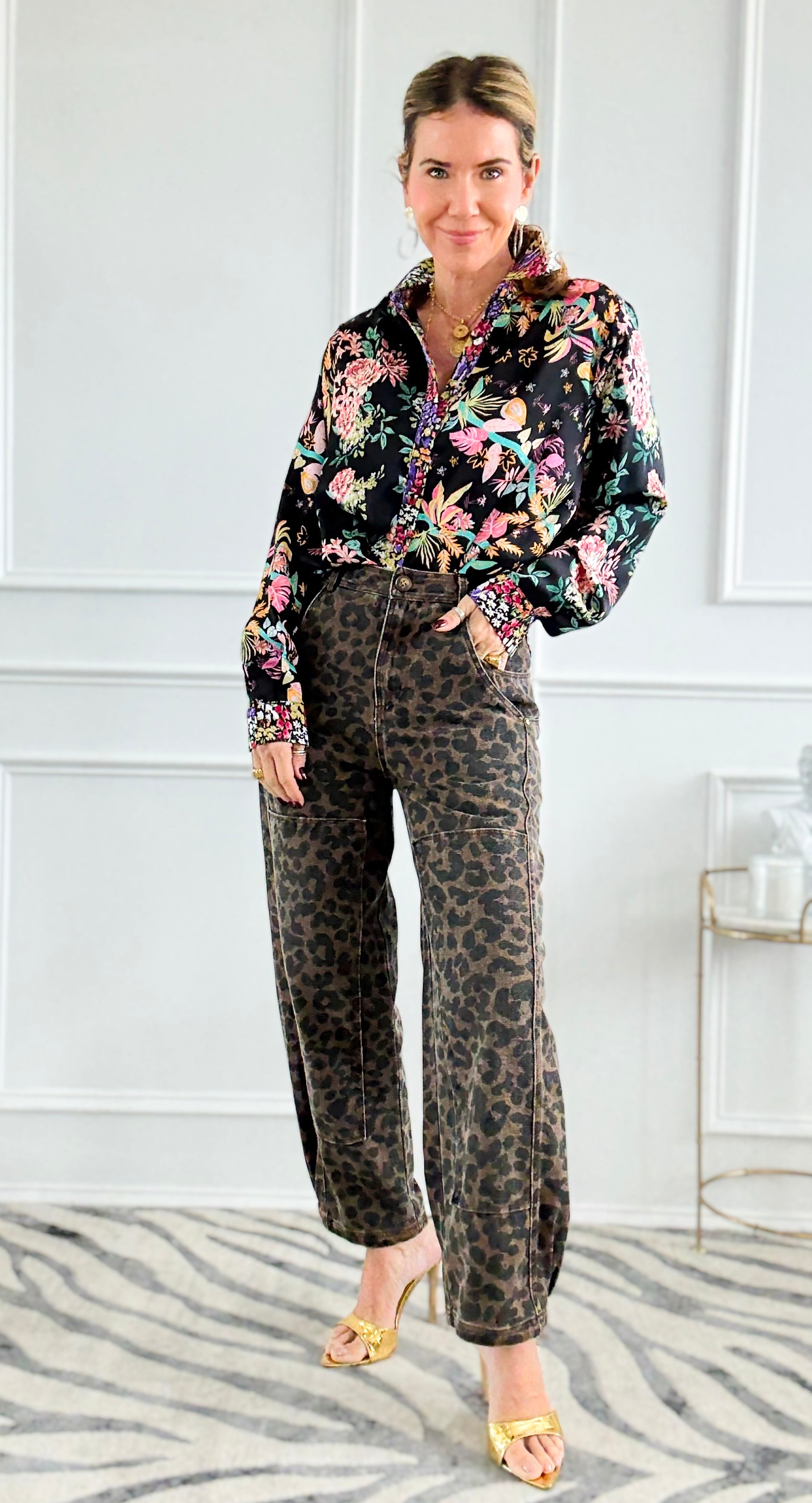 Midnight Garden Button Down Top