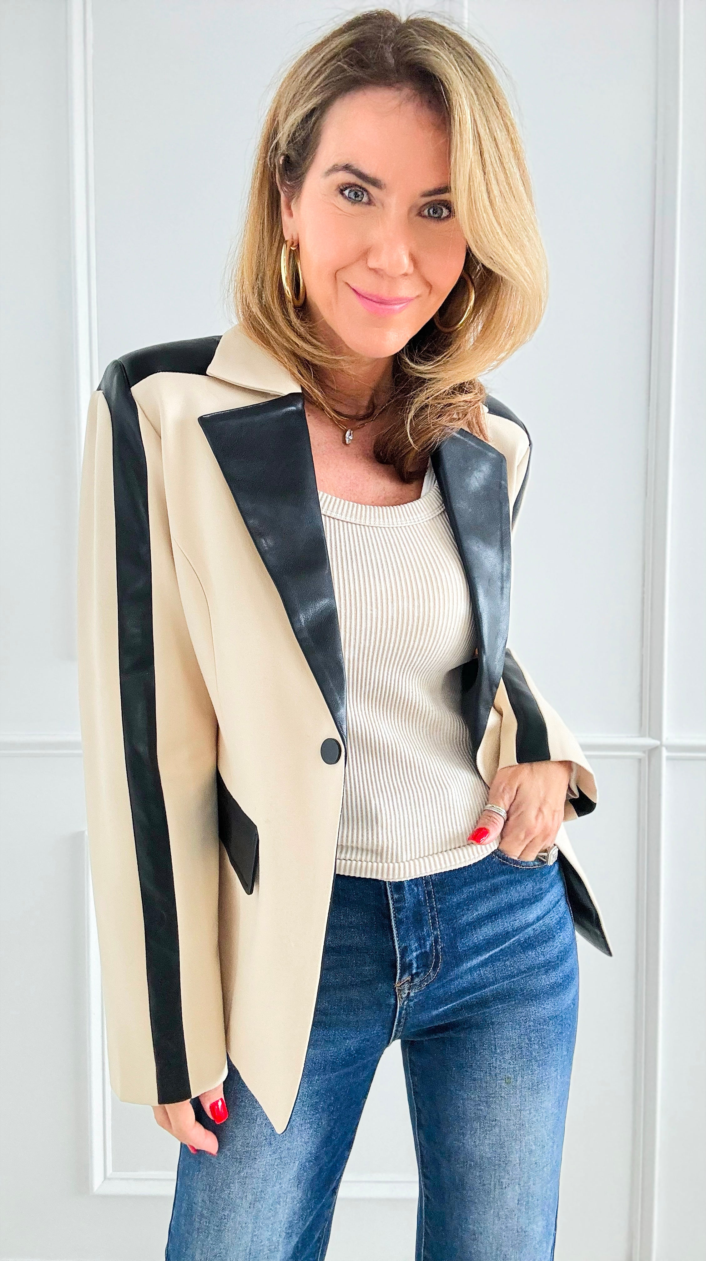 City Bound Colorblock Blazer-160 Jackets-Dolce Cabo-Coastal Bloom Boutique, find the trendiest versions of the popular styles and looks Located in Indialantic, FL