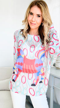 Rainbow Equestrian Italian St Tropez Sweater-140 Sweaters-Italianissimo-Coastal Bloom Boutique, find the trendiest versions of the popular styles and looks Located in Indialantic, FL