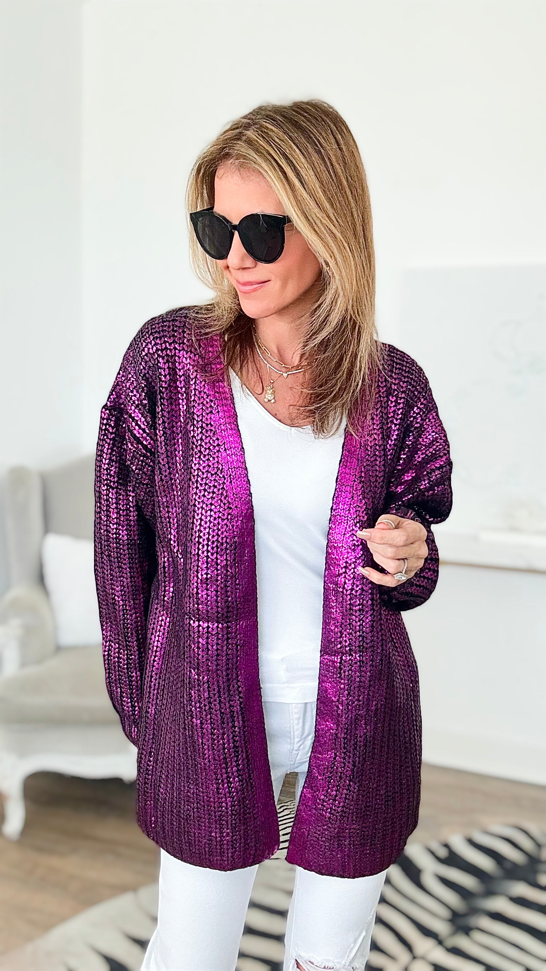 Nightingale Chunky Knit Cardigan - Fuchsia-150 Cardigans/Layers-BIBI-Coastal Bloom Boutique, find the trendiest versions of the popular styles and looks Located in Indialantic, FL