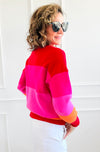 Sunset Kiss Colorblock Knit Sweater-140 Sweaters-Rousseau-Coastal Bloom Boutique, find the trendiest versions of the popular styles and looks Located in Indialantic, FL