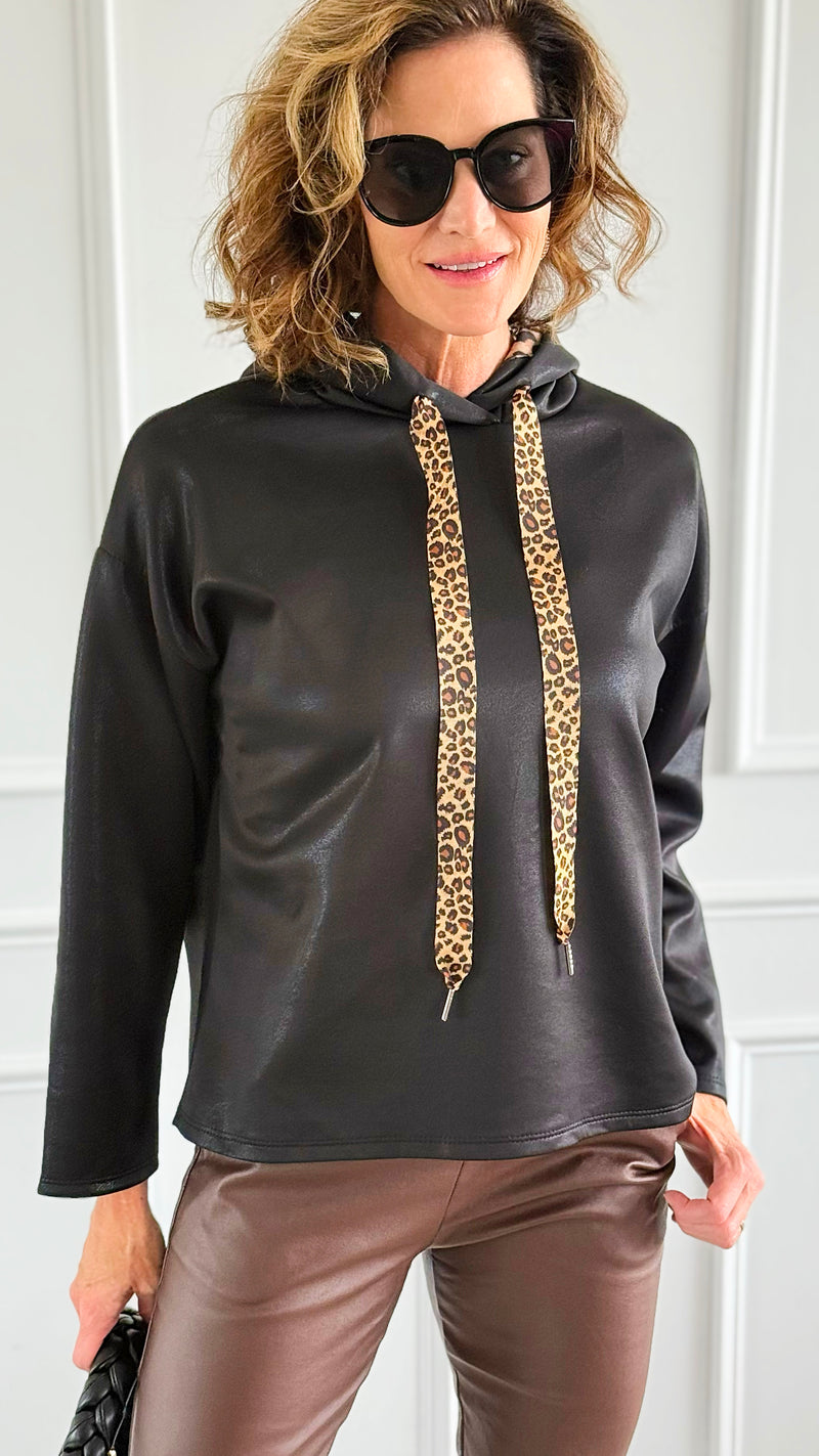 Luster Leopard Italian Hooded Top-130 Long sleeve top-SEÑORITA C-Coastal Bloom Boutique, find the trendiest versions of the popular styles and looks Located in Indialantic, FL